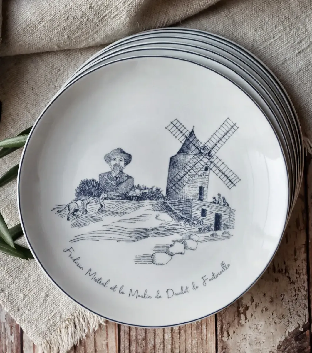 Souleiado Vaisselle | Nos Tables Automnales | Assiette à dessert FONTVIEILLE ET FÉDÉRIC MISTRAL