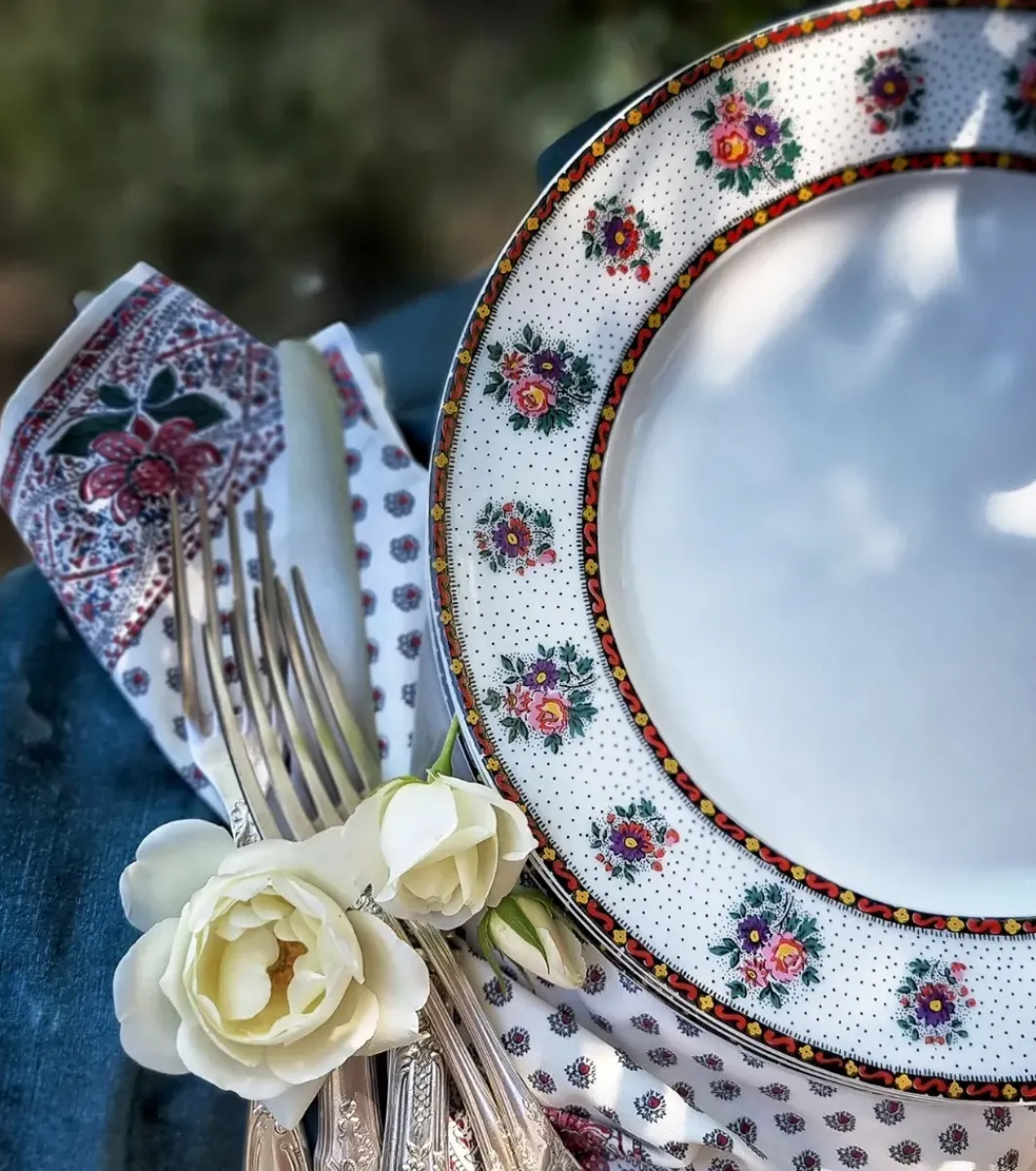 Souleiado Vaisselle | Nos Tables Automnales | Assiette plate Frise POMPADOUR