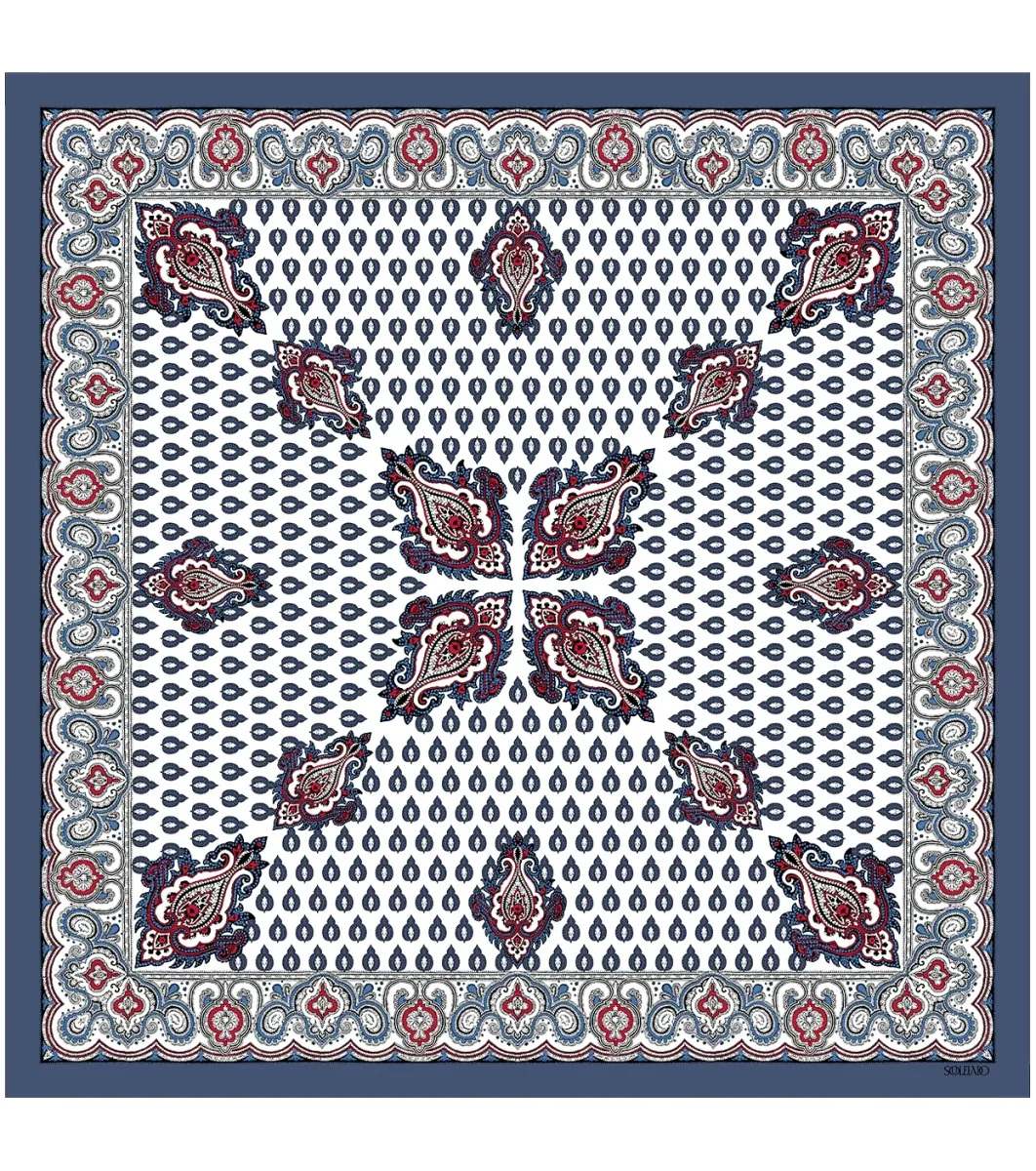 Homme Souleiado Foulards | Bandana coton L'ETERNEL blanc et bleu 60 x 60 cm