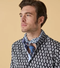Homme Souleiado Foulards | Bandana coton L'ETERNEL blanc et bleu 60 x 60 cm