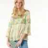 Femme Souleiado Chemises & Blouses | Blouse GINETTA Sault ocre turquoise