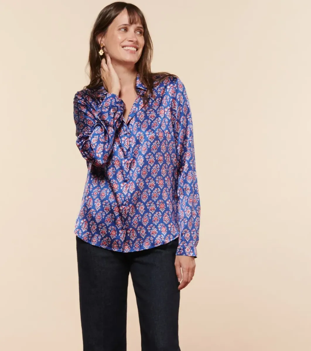Femme Souleiado Chemises & Blouses | Blouse LINETTE Pondichéry bleu rose