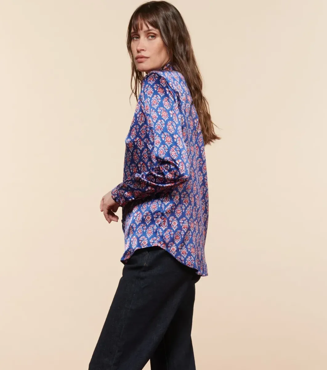 Femme Souleiado Chemises & Blouses | Blouse LINETTE Pondichéry bleu rose