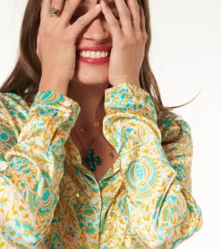 Femme Souleiado Chemises & Blouses | Blouse LINETTE Sault ocre turquoise