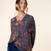 Femme Souleiado Chemises & Blouses | Blouse MAZARINE Héron marine fuchsia