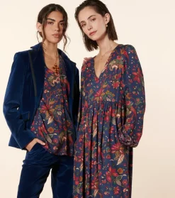 Femme Souleiado Chemises & Blouses | Blouse MAZARINE Héron marine fuchsia