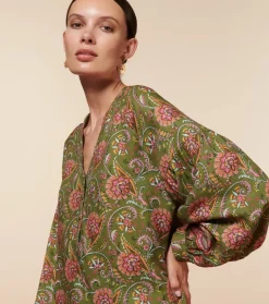 Femme Souleiado Chemises & Blouses | Blouse MAZARINE Persepolis kaki fuchsia