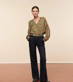 Femme Souleiado Chemises & Blouses | Blouse MAZARINE Persepolis kaki fuchsia