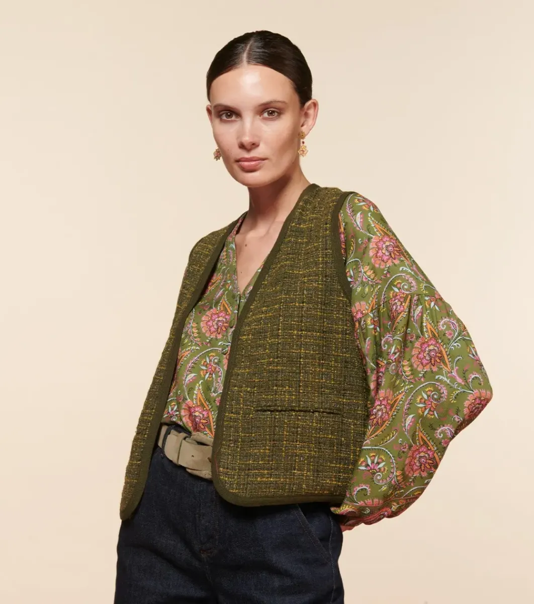Femme Souleiado Chemises & Blouses | Blouse MAZARINE Persepolis kaki fuchsia