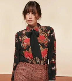 Femme Souleiado Chemises & Blouses | Blouse NICOLETTE Arlaten rouge noir