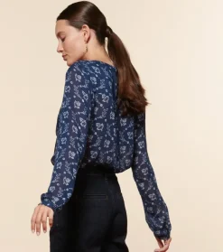 Femme Souleiado Chemises & Blouses | Blouse VIVI Feuille de Vigne marine ciel