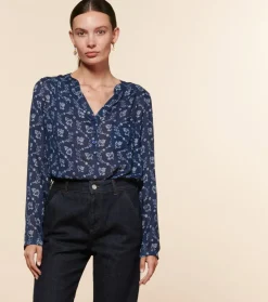Femme Souleiado Chemises & Blouses | Blouse VIVI Feuille de Vigne marine ciel