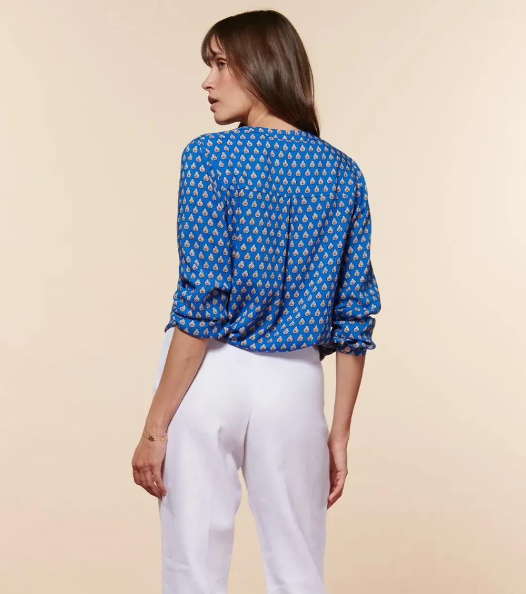Femme Souleiado Chemises & Blouses | Blouse VIVI Petit Indiana bleu rouge