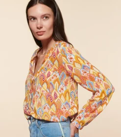Femme Souleiado Chemises & Blouses | Blouse VIVI Plume Jaune aqua