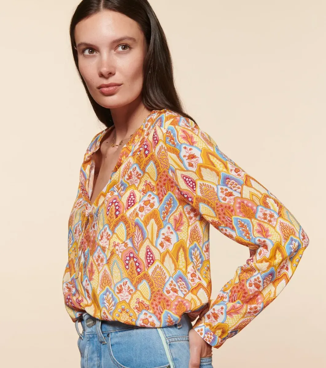 Femme Souleiado Chemises & Blouses | Blouse VIVI Plume Jaune aqua