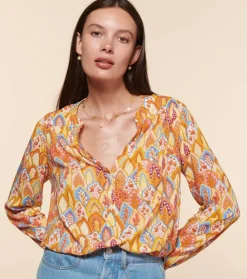 Femme Souleiado Chemises & Blouses | Blouse VIVI Plume Jaune aqua