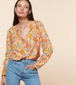 Femme Souleiado Chemises & Blouses | Blouse VIVI Plume Jaune aqua