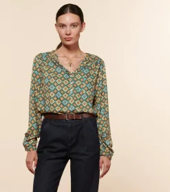 Femme Souleiado Chemises & Blouses | Blouse VIVI Précieux émeraude orange