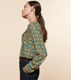 Femme Souleiado Chemises & Blouses | Blouse VIVI Précieux émeraude orange