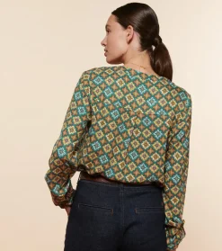 Femme Souleiado Chemises & Blouses | Blouse VIVI Précieux émeraude orange
