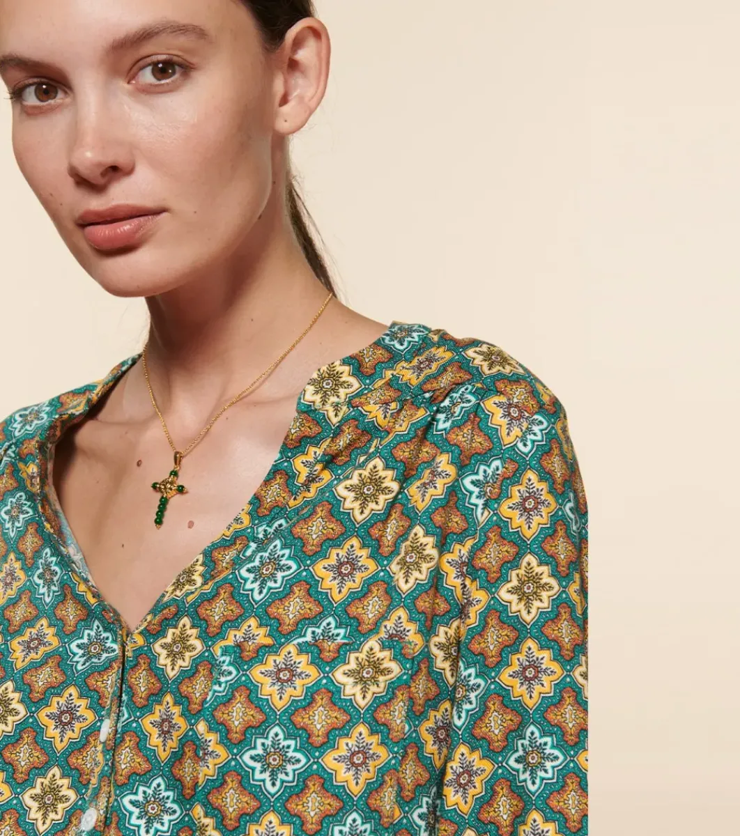 Femme Souleiado Chemises & Blouses | Blouse VIVI Précieux émeraude orange