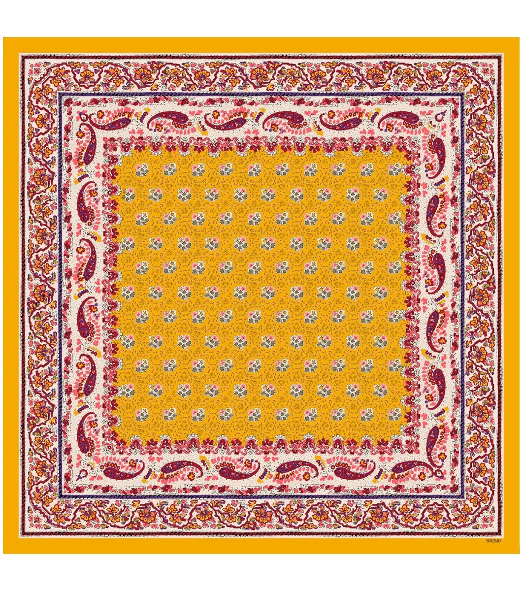 Femme Souleiado Carré Soie | Toute La Collection | Carré de soie MOURIES block print 90 x 90 cm