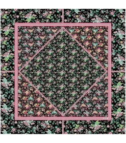 Femme Souleiado Carré Soie | Toute La Collection | Carré de soie PATCH HERON noir multico 90 x 90 cm