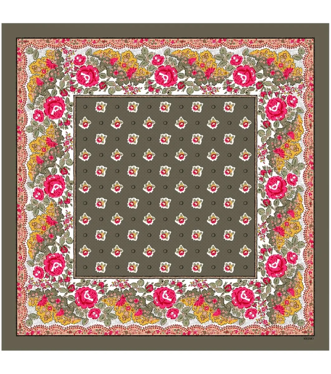 Femme Souleiado Toute La Collection | Foulards | Carré laine et soie GROSSE ROSE 90 x 90 cm