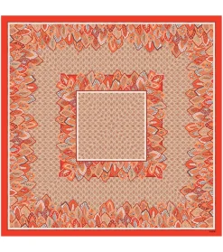 Femme Souleiado Toute La Collection | Foulards | Carré laine et soie PARADISO écru orange 90 x 90 cm
