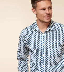 Homme Souleiado Chemises | Chemise DROITE La Mouche blanc/bleu