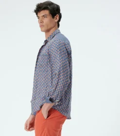 Homme Souleiado Chemises | Chemise GARRIGUE Genêt bleu orange