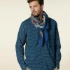 Homme Souleiado Chemises | Chemise MILO Velours Scarabée tricolore bleu vert