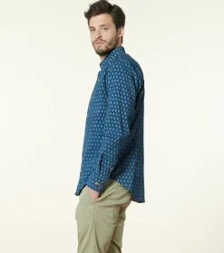 Homme Souleiado Chemises | Chemise MILO Velours Scarabée tricolore bleu vert