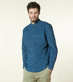 Homme Souleiado Chemises | Chemise MILO Velours Scarabée tricolore bleu vert