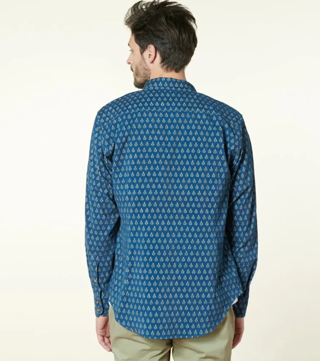 Homme Souleiado Chemises | Chemise MILO Velours Scarabée tricolore bleu vert