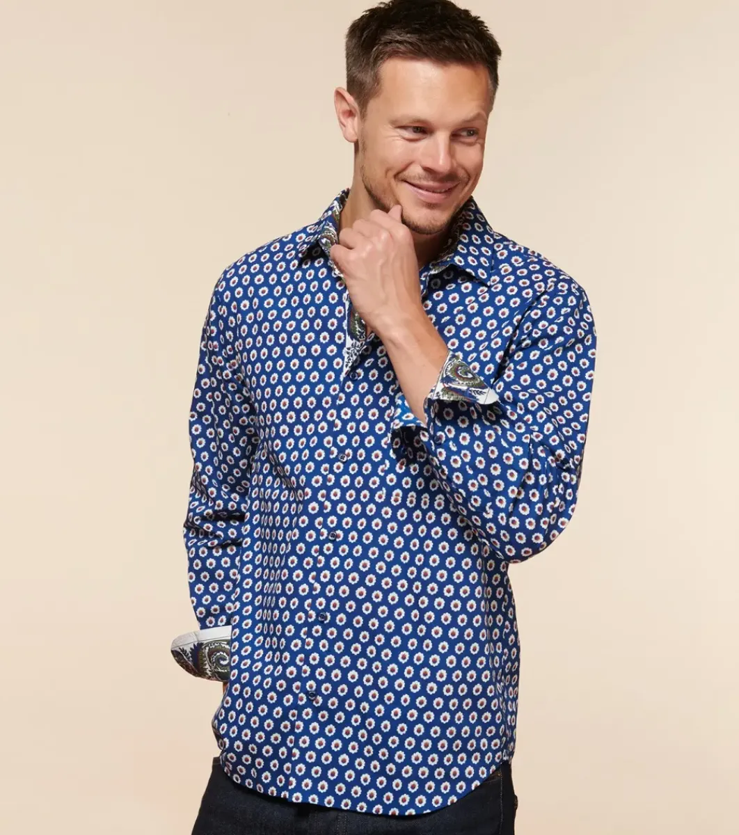 Homme Souleiado Chemises | Chemise REGULAR FREDERI Fleur de Maussane bleu rouge
