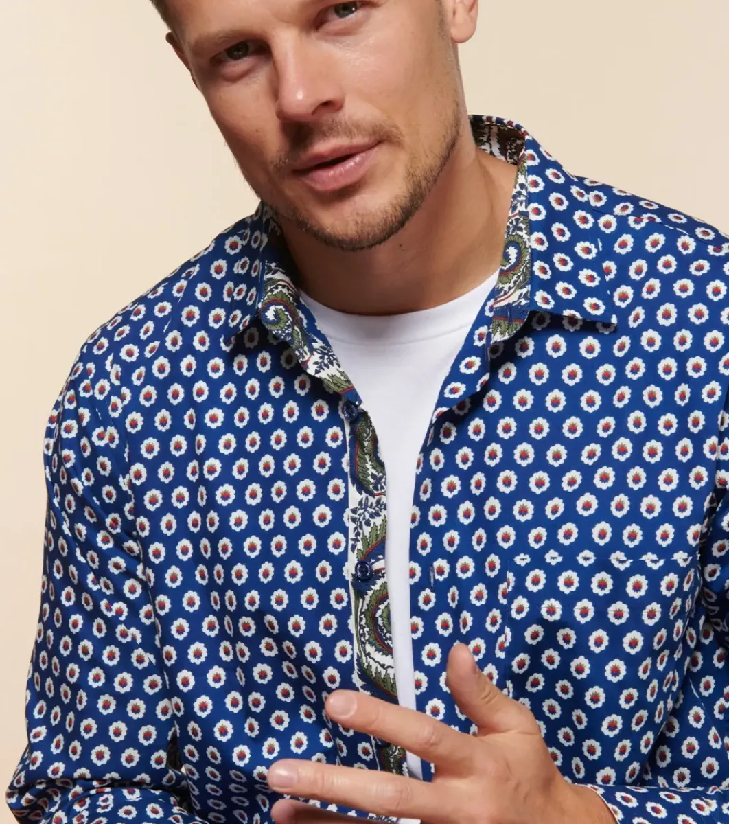 Homme Souleiado Chemises | Chemise REGULAR FREDERI Fleur de Maussane bleu rouge