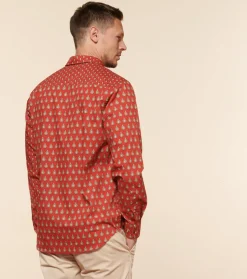 Homme Souleiado Chemises | Chemise REGULAR FREDERI Patch Mouche Scarabée orange foncé
