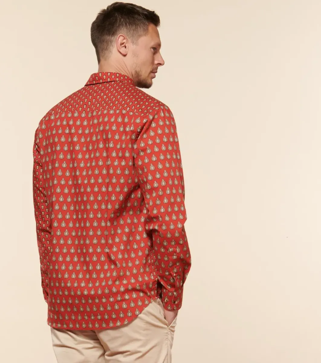 Homme Souleiado Chemises | Chemise REGULAR FREDERI Patch Mouche Scarabée orange foncé