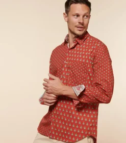 Homme Souleiado Chemises | Chemise REGULAR FREDERI Patch Mouche Scarabée orange foncé