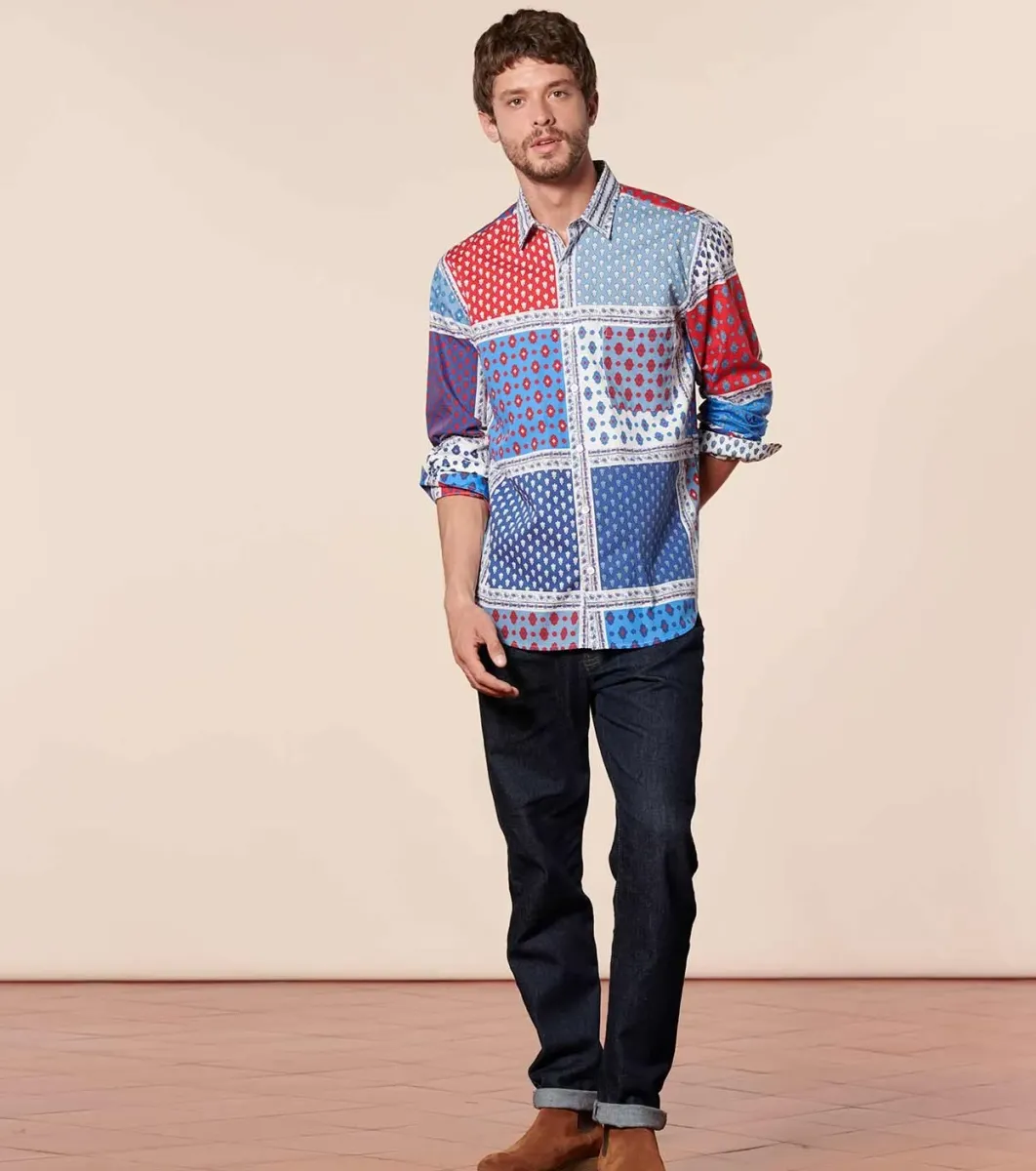 Homme Souleiado Chemises | Chemise REGULAR L'Italienne bleu rouge