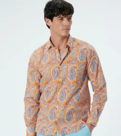 Homme Souleiado Chemises | Chemise REGULAR Max abricot turquoise