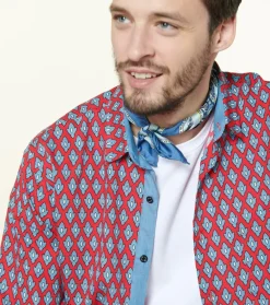 Homme Souleiado Chemises | Chemise REGULAR Palmette rouge bleu