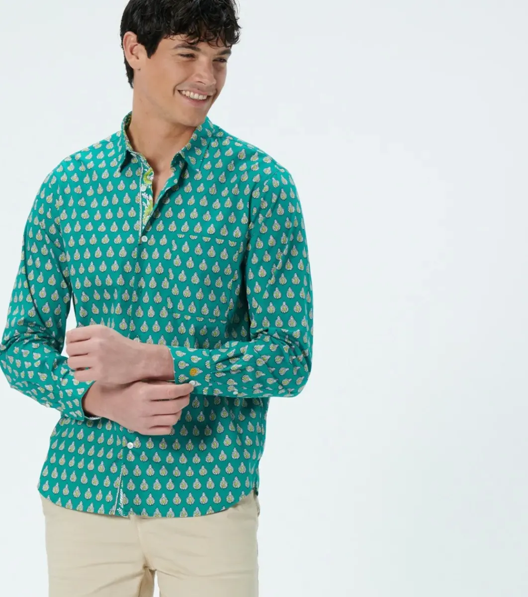 Homme Souleiado Chemises | Chemise REGULAR Scarabée émeraude