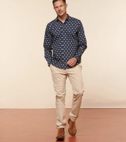 Homme Souleiado Chemises | Chemise SLIM ALPHONSE Merveille marine beige