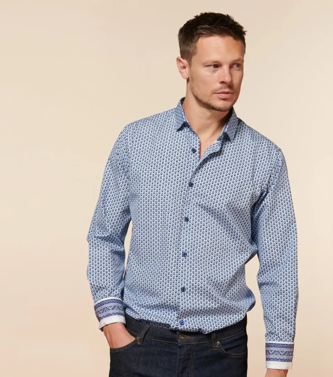 Homme Souleiado Chemises | Chemise SLIM ALPHONSE Mini Mouche ciel