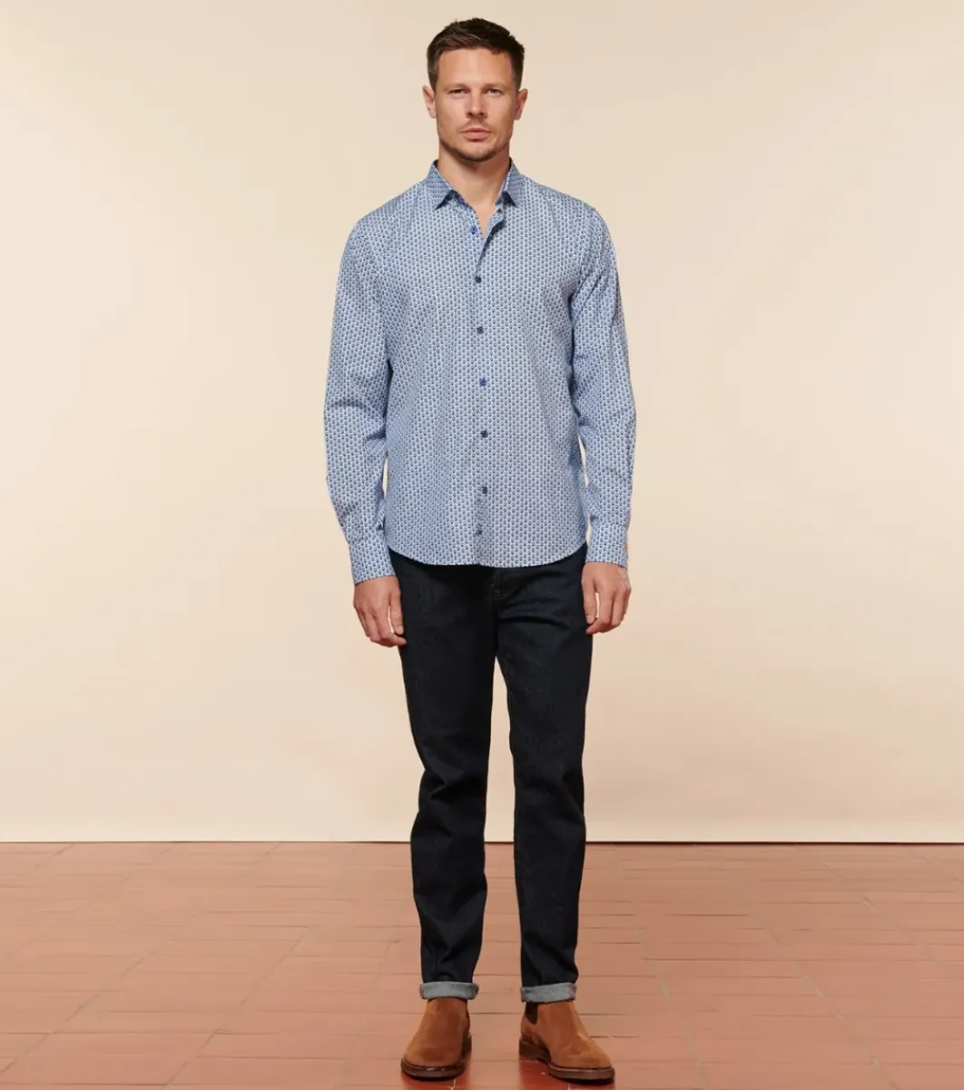 Homme Souleiado Chemises | Chemise SLIM ALPHONSE Mini Mouche ciel