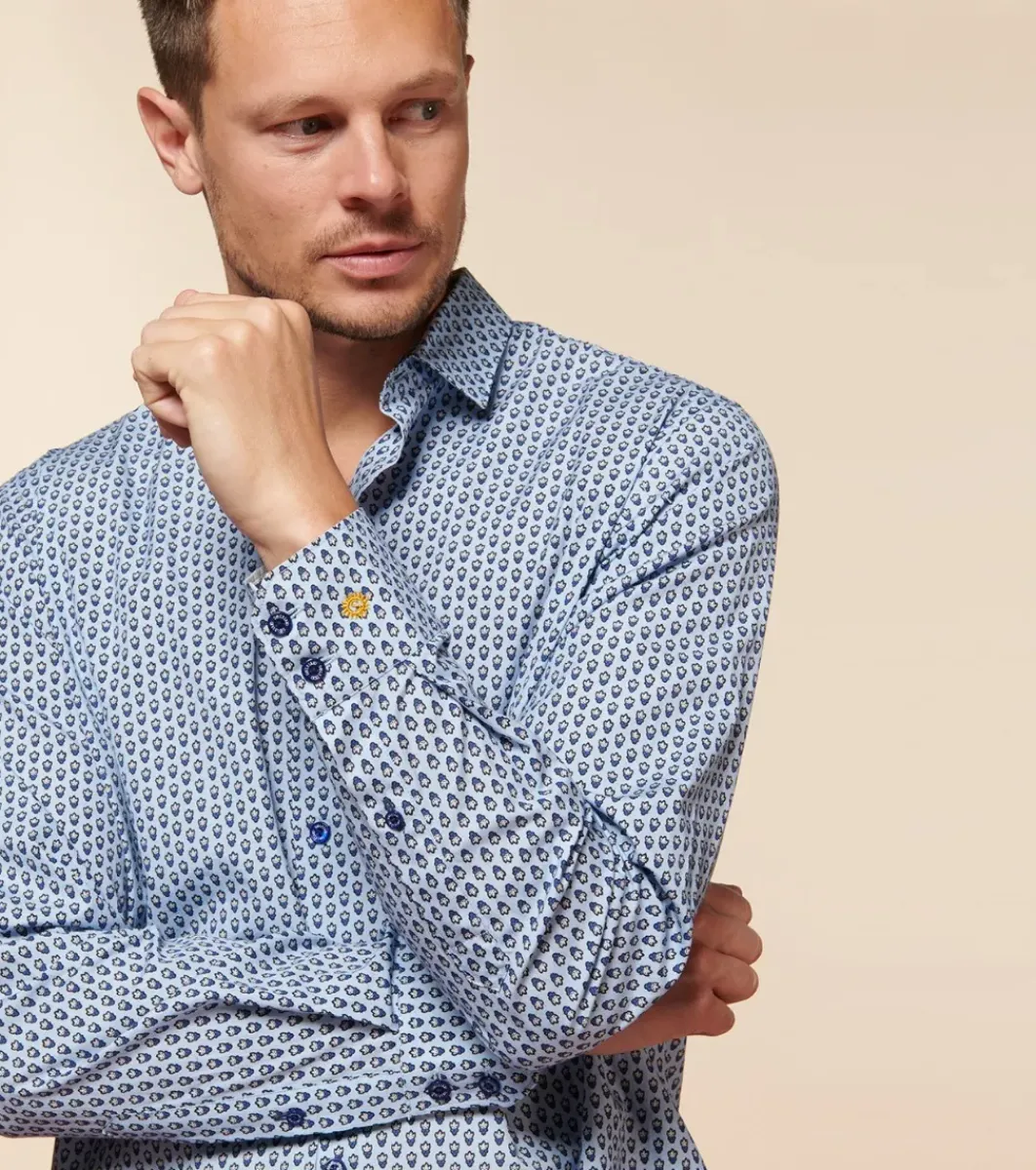 Homme Souleiado Chemises | Chemise SLIM ALPHONSE Mini Mouche ciel