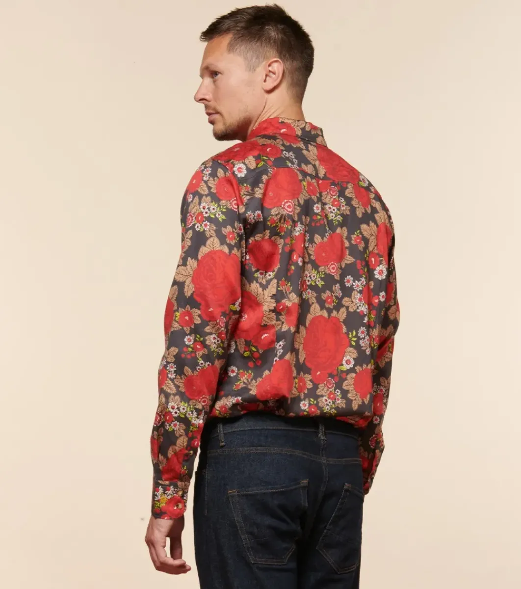 Homme Souleiado Chemises | Chemise SLIM ALPHONSE Roulotte anthracite rouge