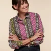 Femme Souleiado Chemises & Blouses | Chemise SLIM ELINA Bande Provençal fuchsia kaki